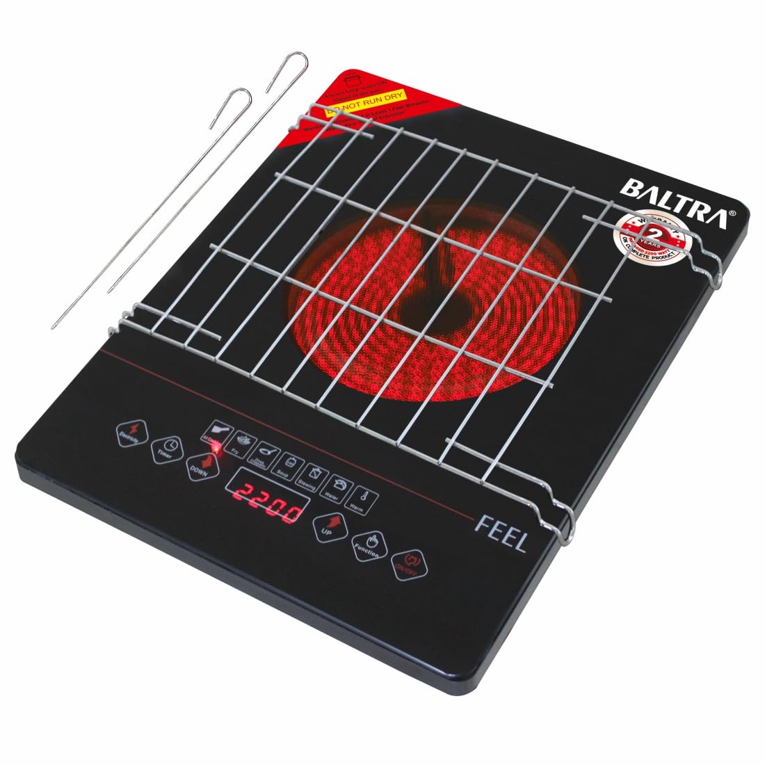 BALTRA Radiant Feel Pro Infrared Glass Induction Cooktop Touch Panel 2000 Watt