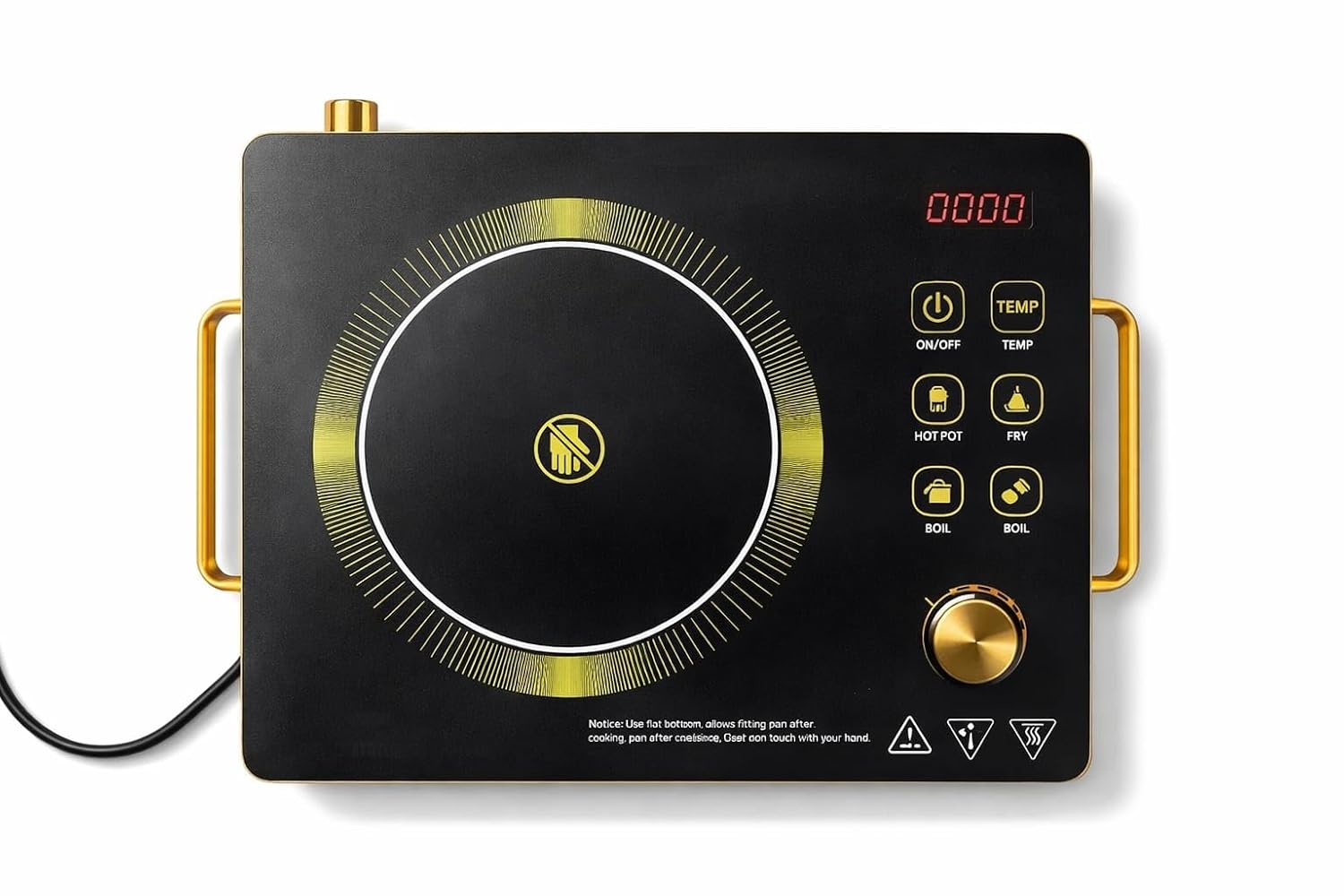 CANHAB Black & GOLDEN Toned Printed 2200W Infrared Cooktop (silver)