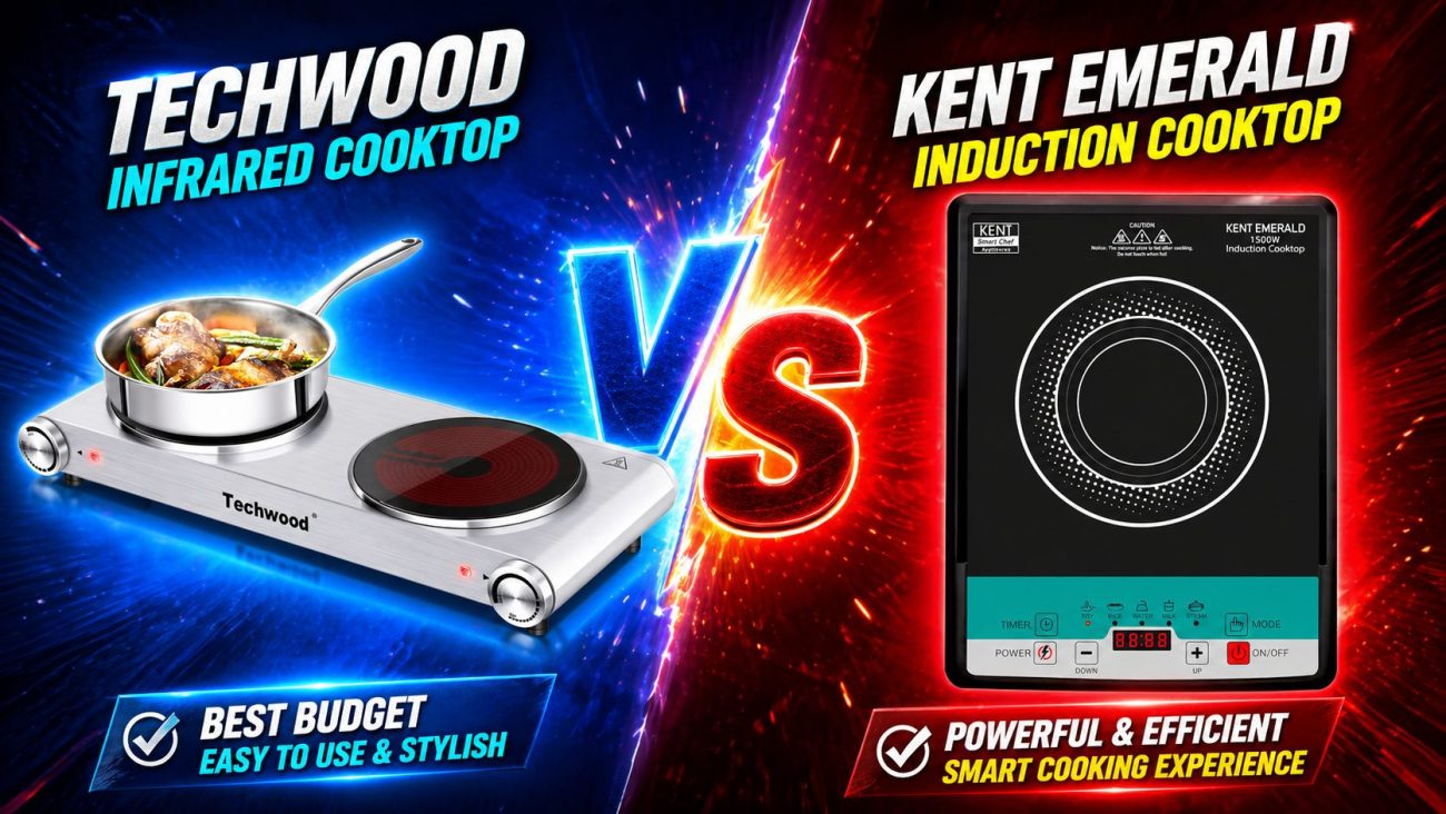 KENT Emerald Induction Cooktop 1500W vs Techwood Double Infrared Cooktop 1800W