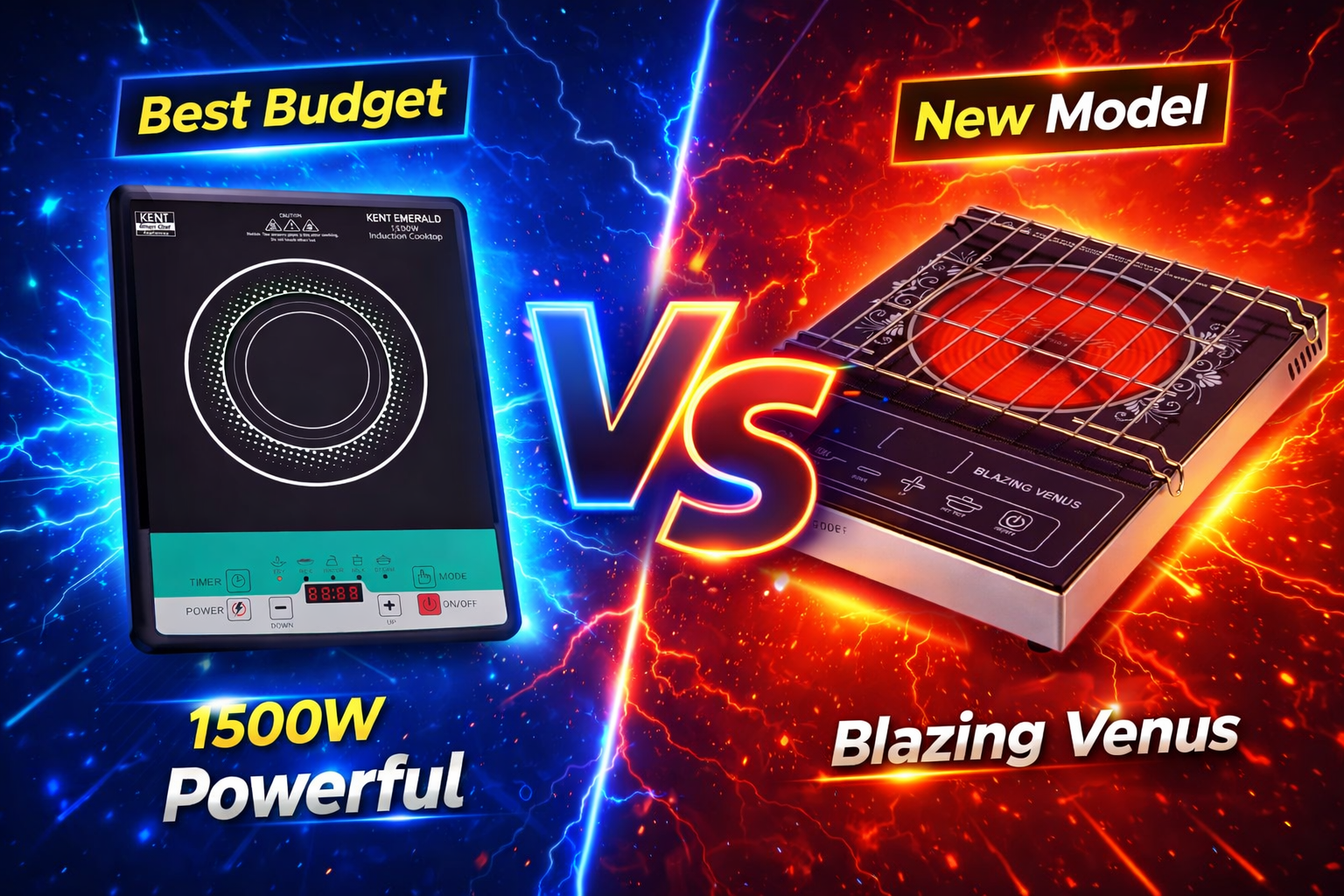 KENT Emerald Induction Cooktop vs CELLO Blazing Venus Infrared