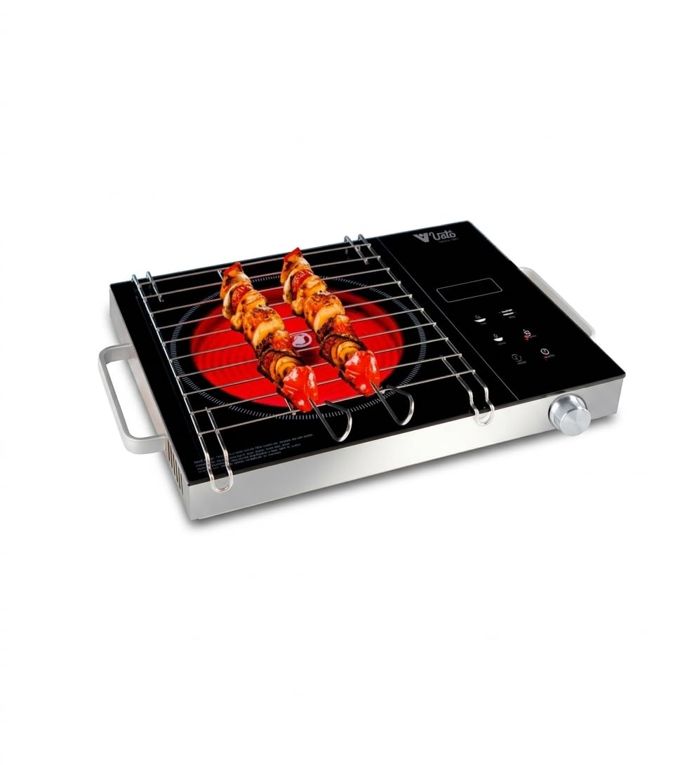 Veto Delight Ultra Infrared Cooktop with Grill, 2200W, Crystal Glass Top